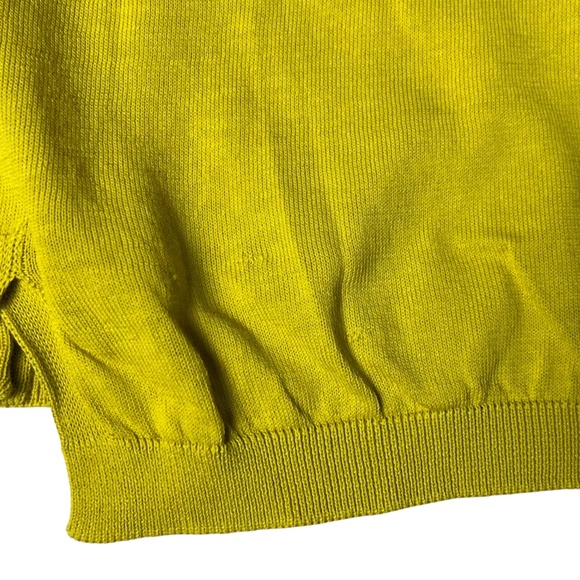 S Max Mara Cropped Cotton Cardigan Sweater Mustard Yellow Half Sleeve Size M - Picture 9 of 11